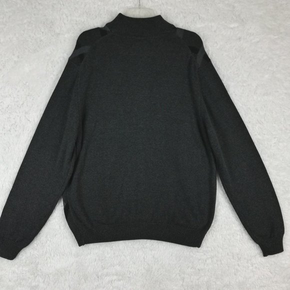 Lyle & Scott Mens Sweater 1/4 Zip Pullover Combed Cotton Charcoal Gray Knit L - Picture 2 of 10